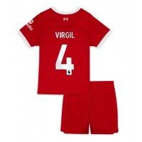 Liverpool Virgil van Dijk #4 Fußballbekleidung Heimtrikot Kinder 2023-24 Kurzarm (+ kurze hosen)